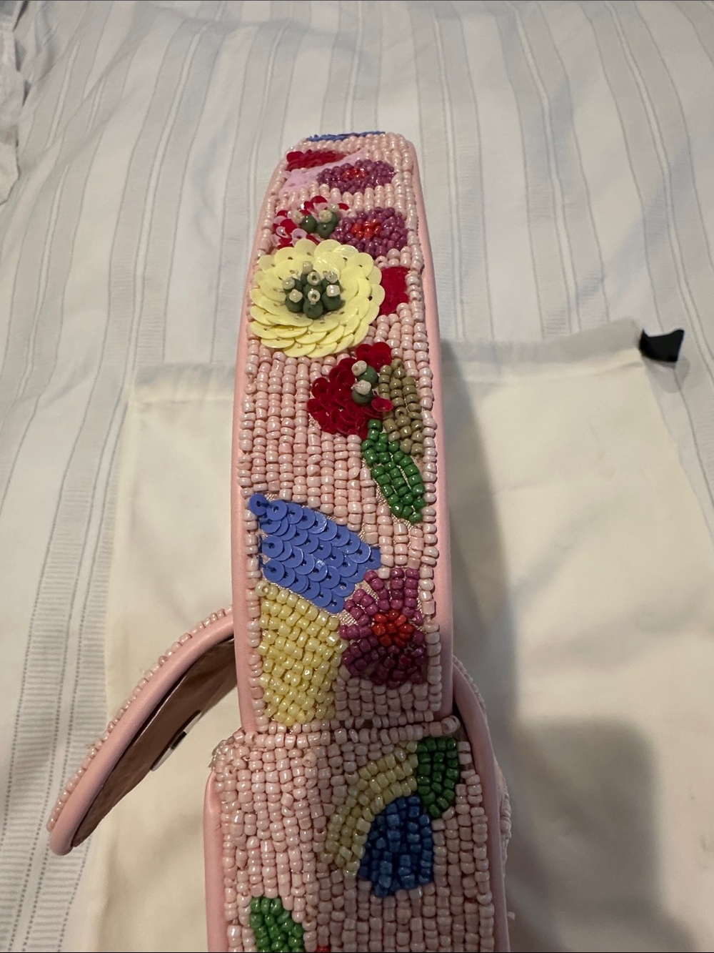 STAUD Tommy Pink Beaded Floral Shoulder Bag - Picture 9 of 9